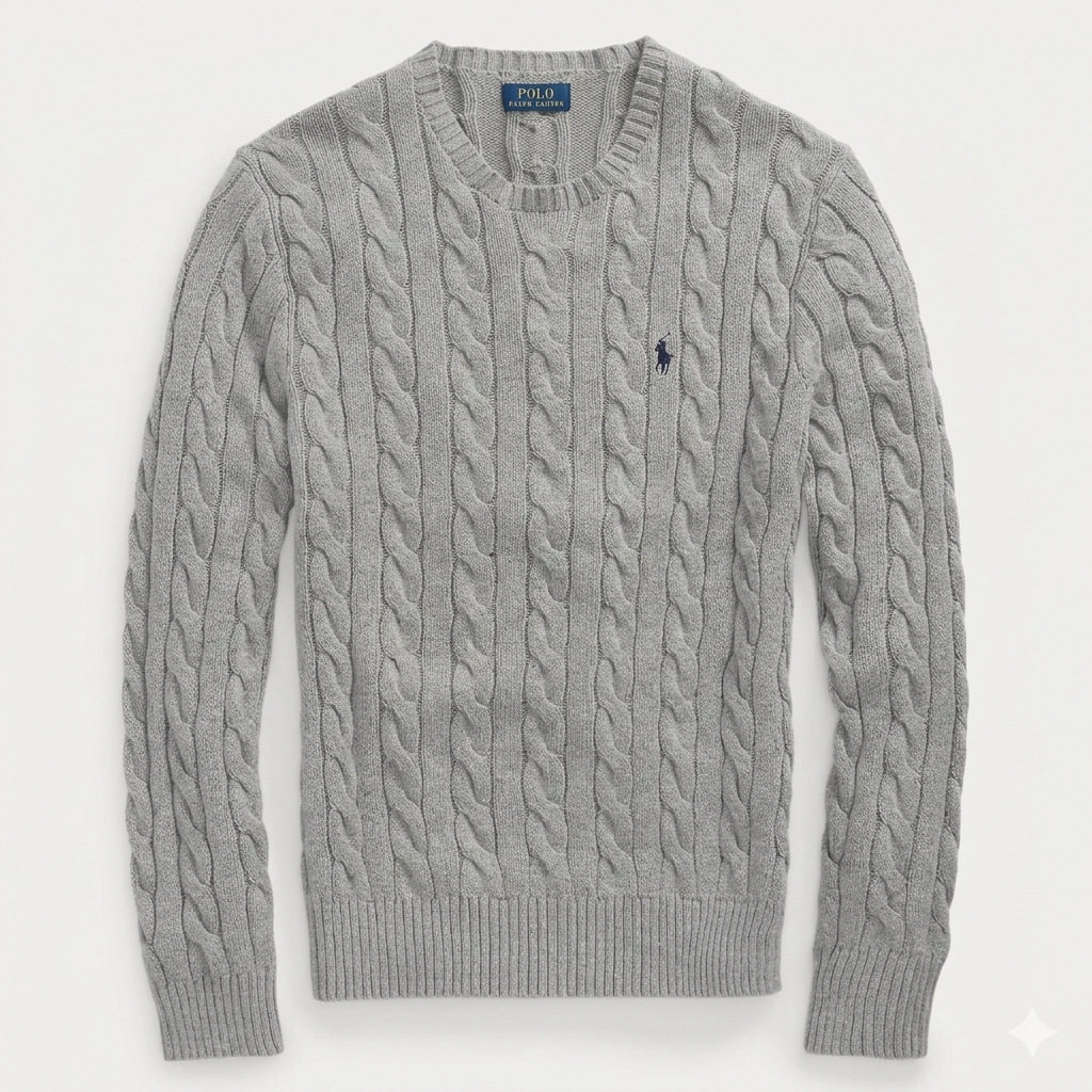 Jersey de Algodón con Cuello Redondo y Logo Bordado