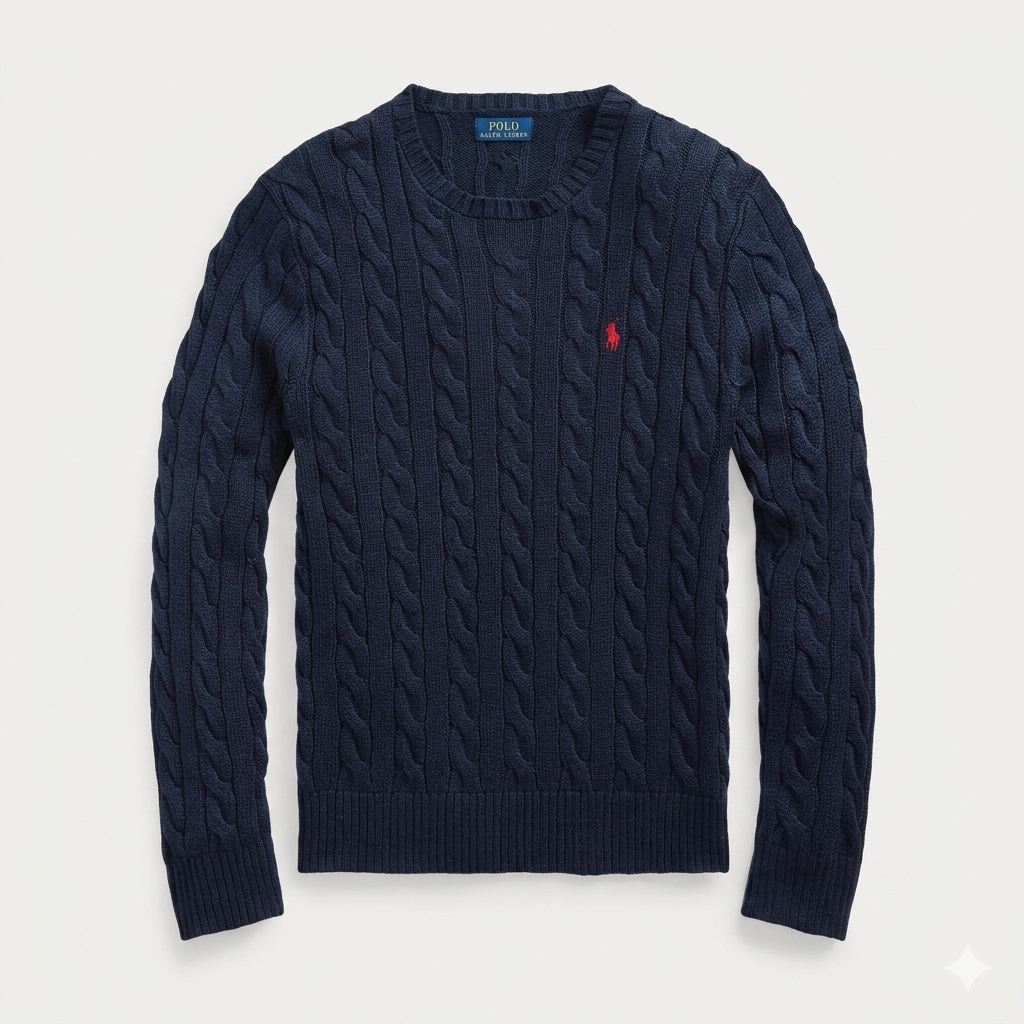 Jersey de Algodón con Cuello Redondo y Logo Bordado