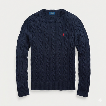 Jersey de Algodón con Cuello Redondo y Logo Bordado