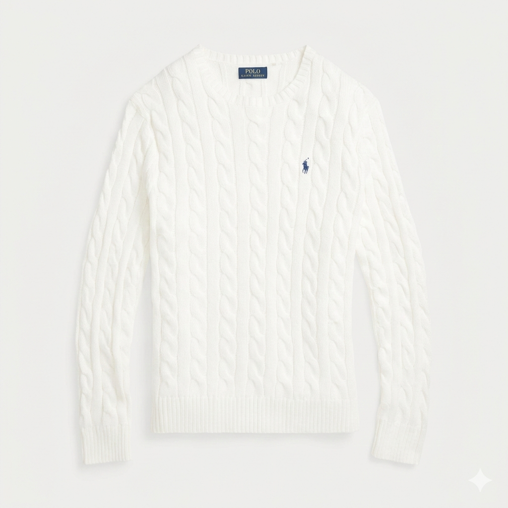 Jersey de Algodón con Cuello Redondo y Logo Bordado