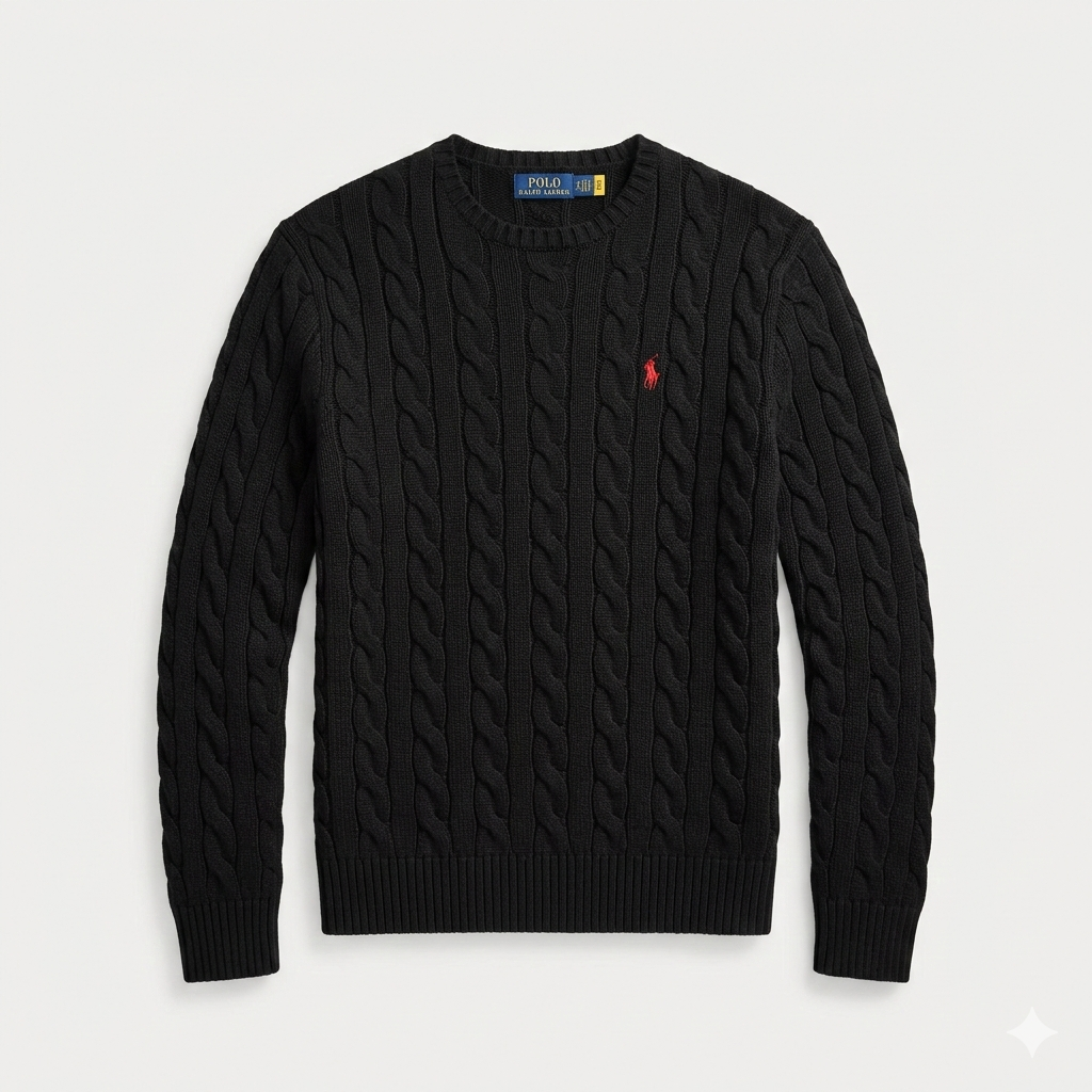 Jersey de Algodón con Cuello Redondo y Logo Bordado